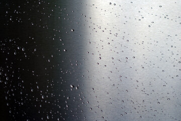 Closeup Waterdrops on Metal Surface in High Resolution