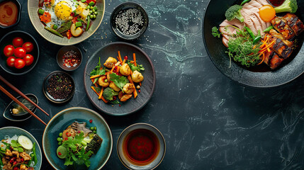 Empty area in food frame allows for clear integration of promotional or editorial copy. space for text  Generative AI