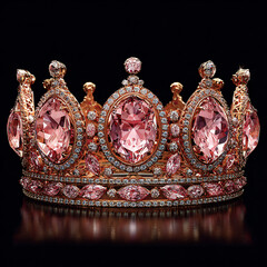 Crown Jewelry Diamonds Gemstones Pink Luxury Metal Fashion Royal Elegance Detail Regal Beauty Adornment Design Opulence Sparkling Tiara 