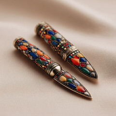 Elegant Luxury Pens Writing Accessories Artistic Design Colorful Decorative Metal Gemstones Handmade Office Vintage Smooth Stylish Collectable Unique Premium Quality Polished Silver Heritage