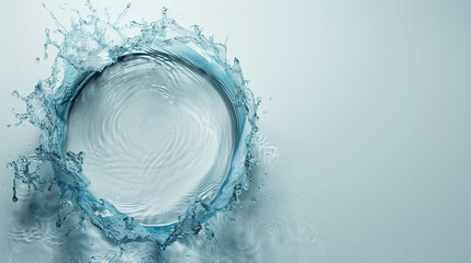 Artistic freeze-frame of water in curved suspension with droplets. Generative AI