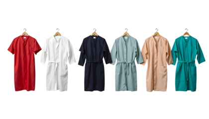 Assortment of Colorful Bathrobes Displayed on Hangers