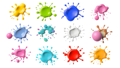 Colorful Paint Splatters on Transparent Surface