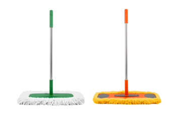 Two colorful mops isolated with transparent background.