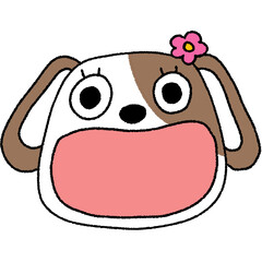 The dog's face has a text input box