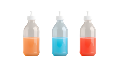 Bottles of colorful liquid