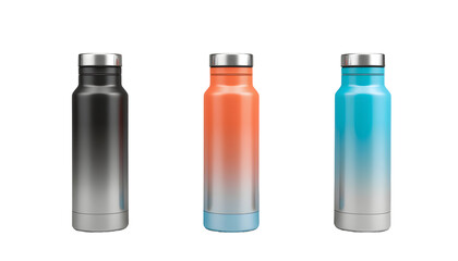 Insulated Water Bottles Set - Thermos Flasks with Silver Lids, Colorful Collection