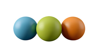 Three colorful spheres in a row