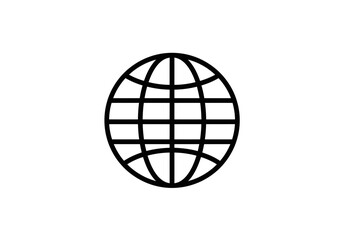 Black Globe Icon | World Planet Earth Symbol Vector | Global Connectivity Map Illustration | Minimal International Network Logo Design for Web & Business