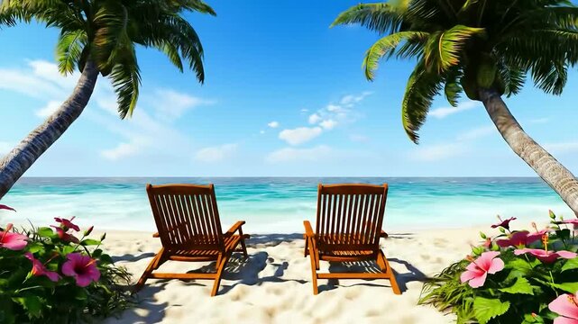 see bech, coconat tree,