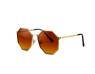 Gold Octagon Sunglasses with Brown Gradient Lenses