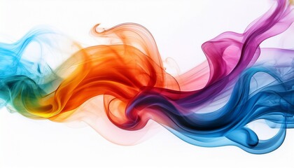 abstract colorful smoke or fluid design swirling and flowing colors in a dynamic composition vibrant and modern isolated on white background