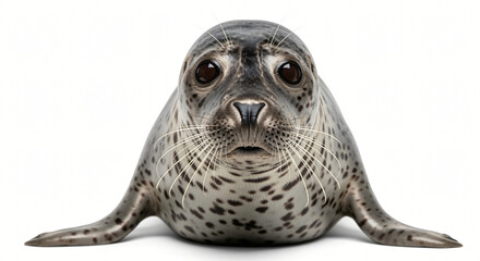 Obraz premium Harbor Seal Pup Portrait on White Background