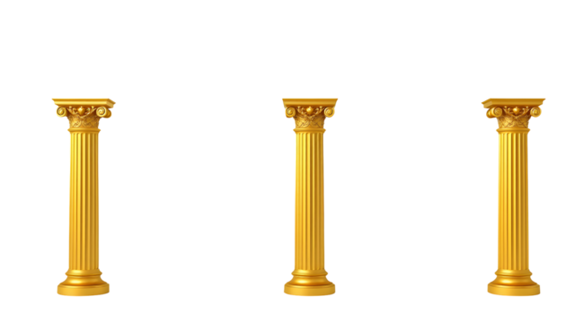 Golden Columns on Transparent Backdrop