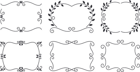 Elegant Ornate Floral Frame Borders:  Vintage Design Elements Set