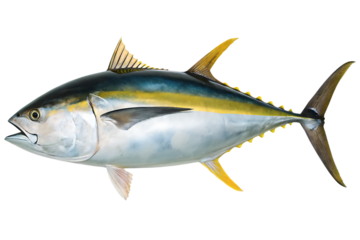 Yellowfin tuna isolated on white background P N G isolated on a transparent background