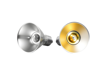 Close-up of modern metallic spotlights with different light bulb orientation