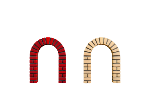 Brick Archways Red and Beige Architectural Elements