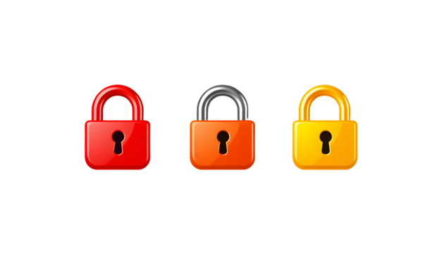 Colorful Padlocks Set on Transparent Background