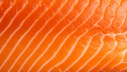 Texture and Freshness Captured in a Close-Up of Vibrant Salmon Fillet, Premium Salmon Fillet Revealing Intricate Marbling and Rich Orange Color