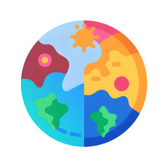 Earth Globe with Rainbow Colors, Colorful World Map, Global Diversity Symbol, Multicolor Planet Design