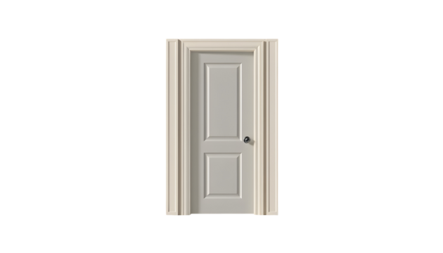 Closed Interior Door with Paneled Design and Door Frame