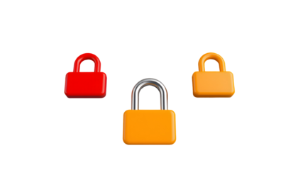 3D Rendered Padlocks in Red and Orange