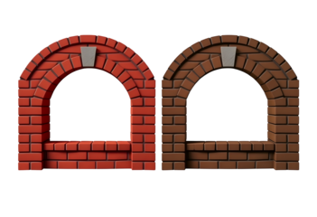 Archway Brick Structures Red and Brown Renderings