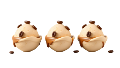 3D Cartoon Ice Cream Scoops with Coffee Beans