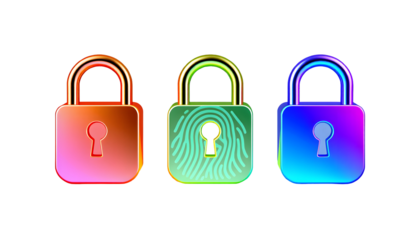 Colorful Gradient Lock Icons for Digital Security and Authentication