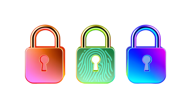 Colorful Gradient Lock Icons for Digital Security and Authentication
