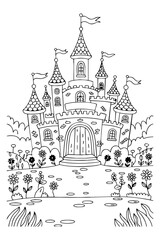 Naklejka premium Princess castle, coloring book