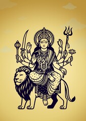 Happy durga pooja indian festival post design