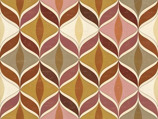 Retro 70s Geometric Seamless Pattern Vintage Wallpaper Design