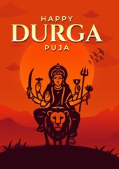 Happy durga pooja indian festival post design