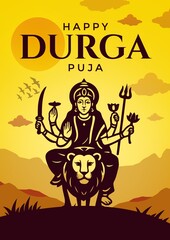 Happy durga pooja indian festival post design