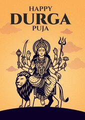 Happy durga pooja indian festival post design
