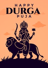 Happy durga pooja indian festival post design