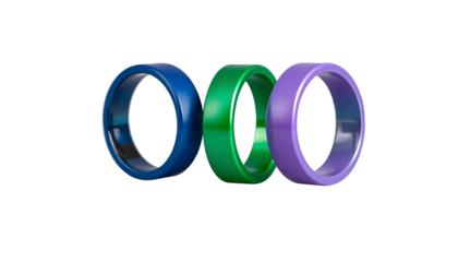 Colorful Rings Blue Green and Purple Circular Objects Isolated