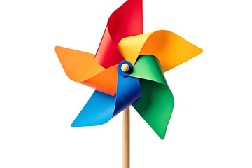 Colorful pinwheel toy isolated on a transparent background