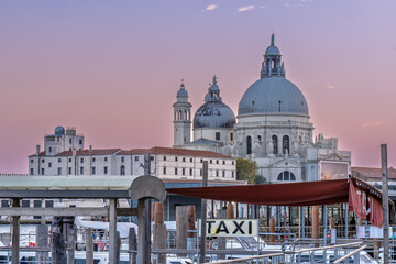 Basilica di Santa Maria della Salute at sunset in Venice