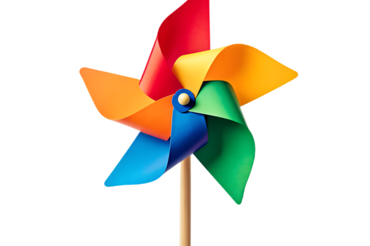 Colorful pinwheel toy isolated on a transparent background