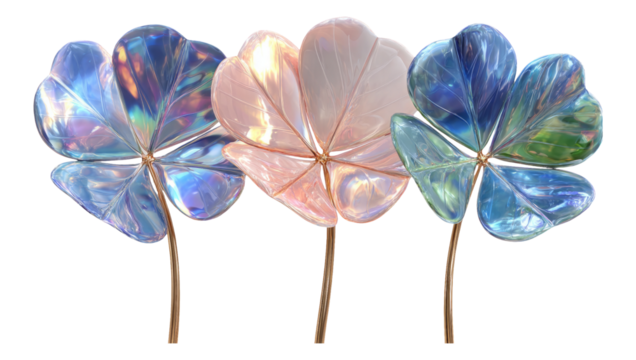 Colorful Transparent Leaves Isolated on a White Background for Creative Decoration