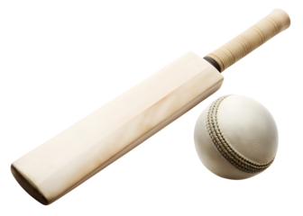 Cricket bat and ball isolated on a transparent background