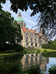 Obraz premium New Town Hall or Neues Rathaus in Hannover, Germany. 