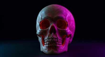 Fototapeta premium Glowing Skull Symbolizing Danger of Radioactive Decay