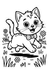cat , colouring page for kids 