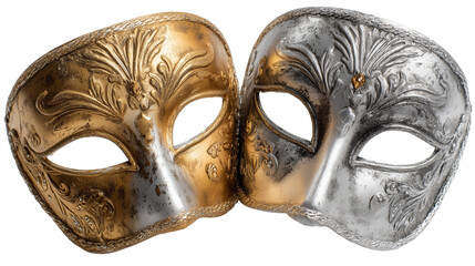 Ornate gold and silver carnival masks