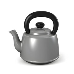 Obraz premium Silver Teapot with Black Handle for Kitchen Decor and Tea Brewing