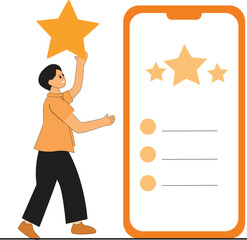 User Giving Star Rating on Mobile App Interface